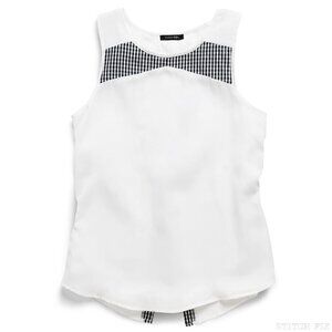 Papermoon Durango Cross Back Blouse White Navy Gingham Small